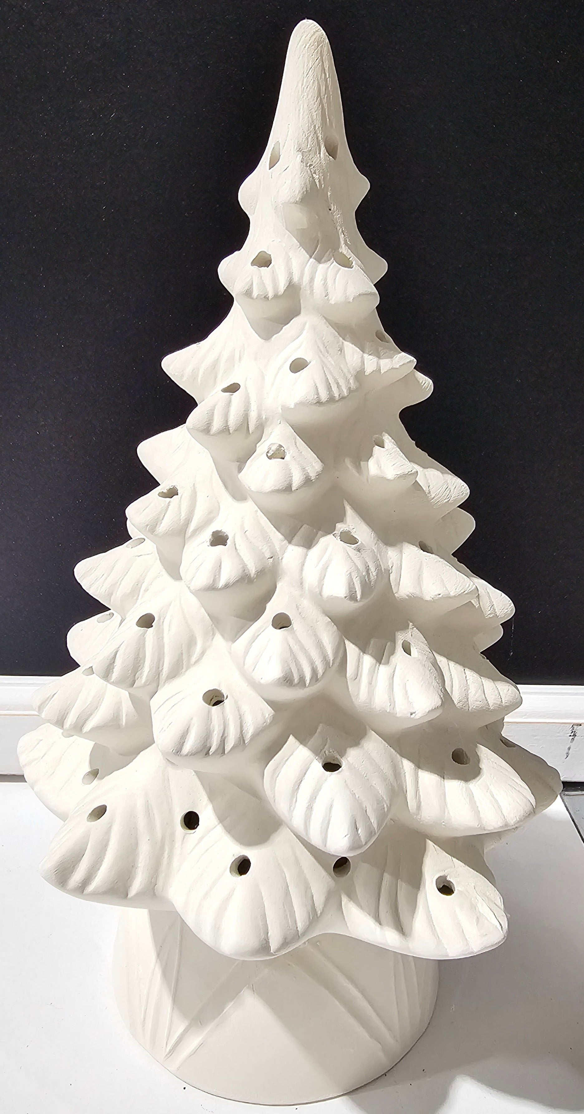 Ceramic White Christmas Tree, With Light Base