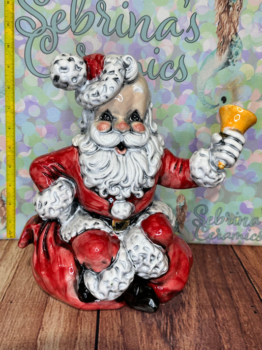 Atlantic Santa Sitting on Bag Ringing Bell
