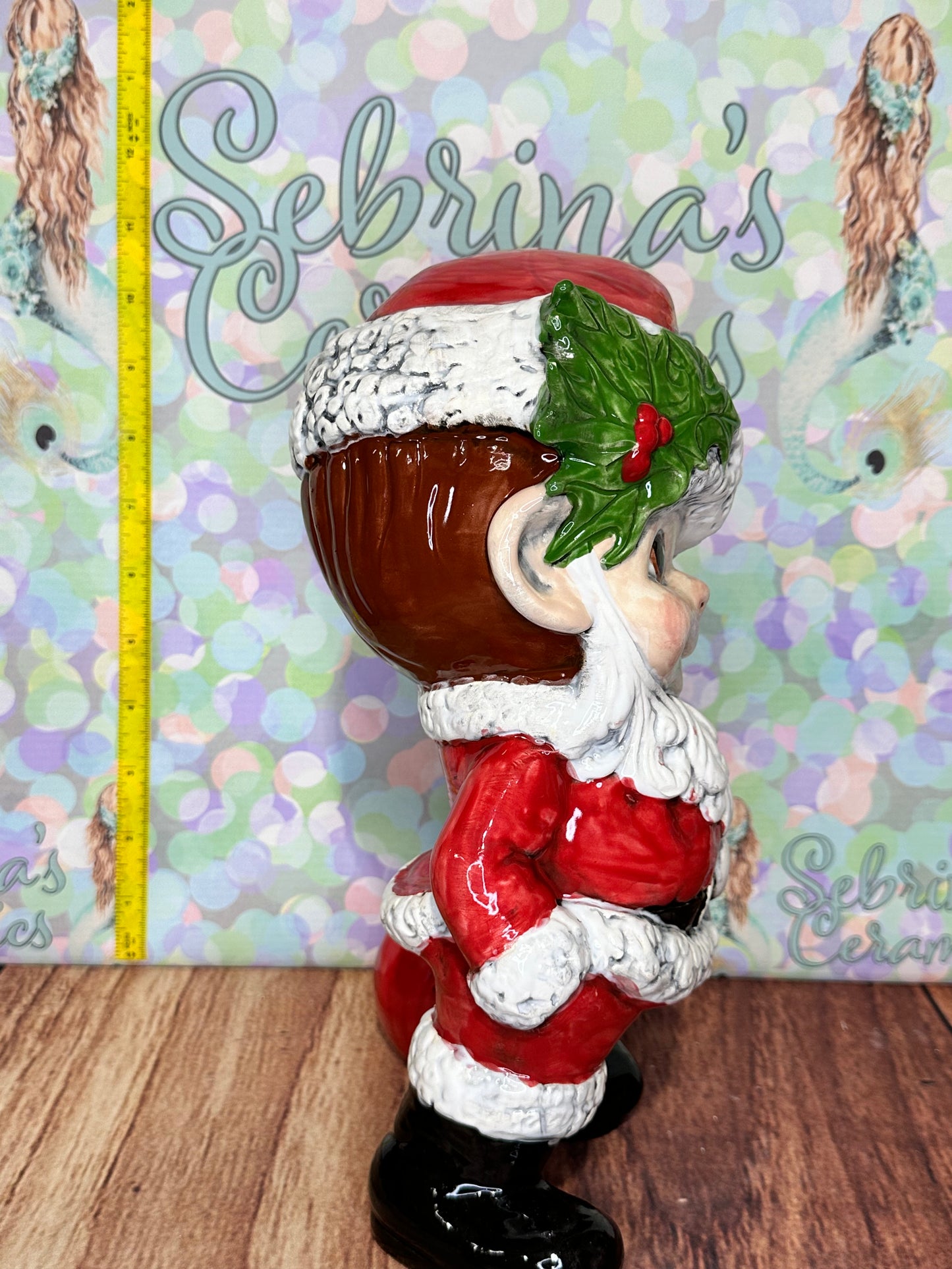 Smiley Santa Holding Bag