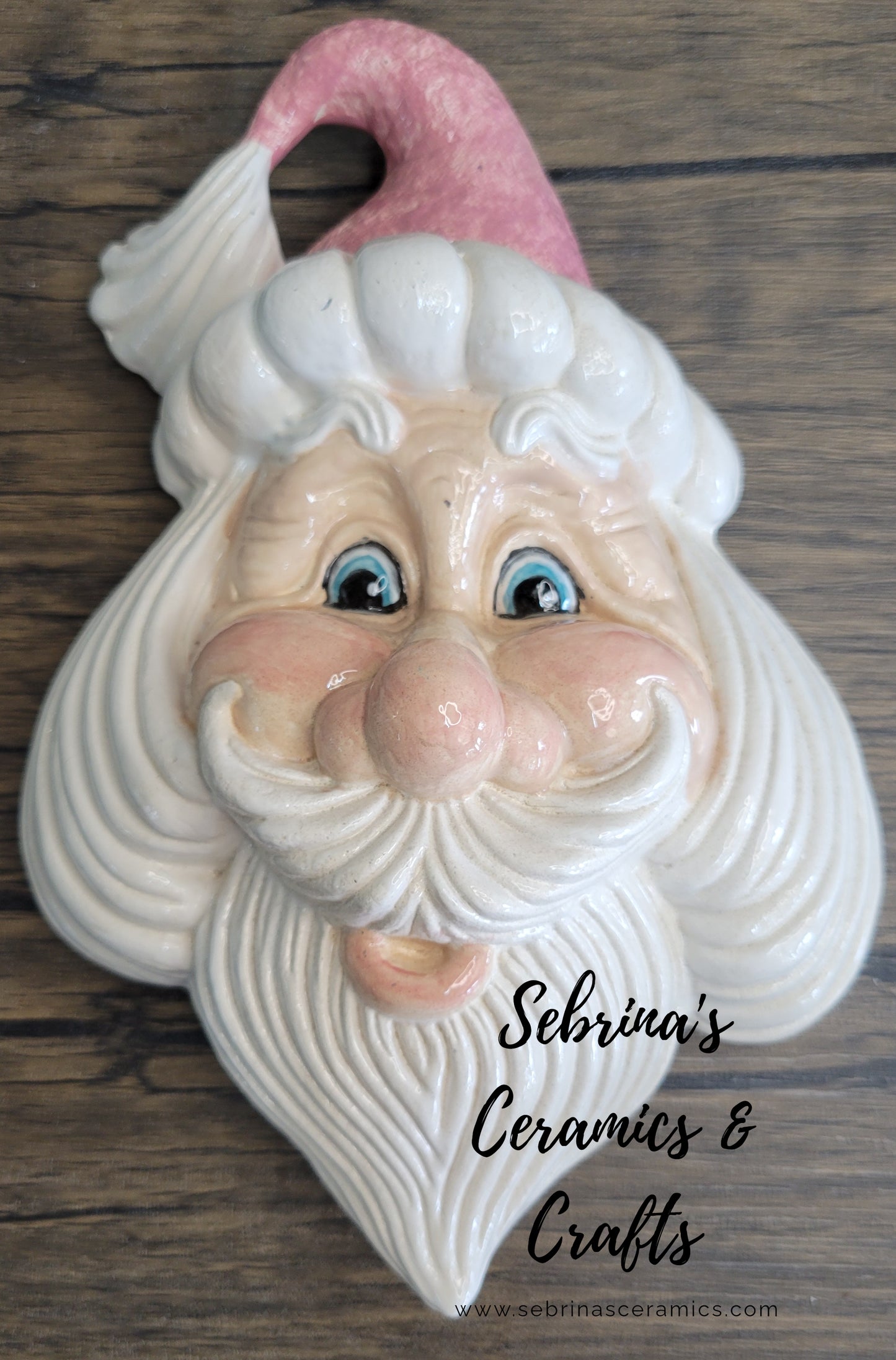 Pink 9 inch TL Designs Santa Wall Plaque