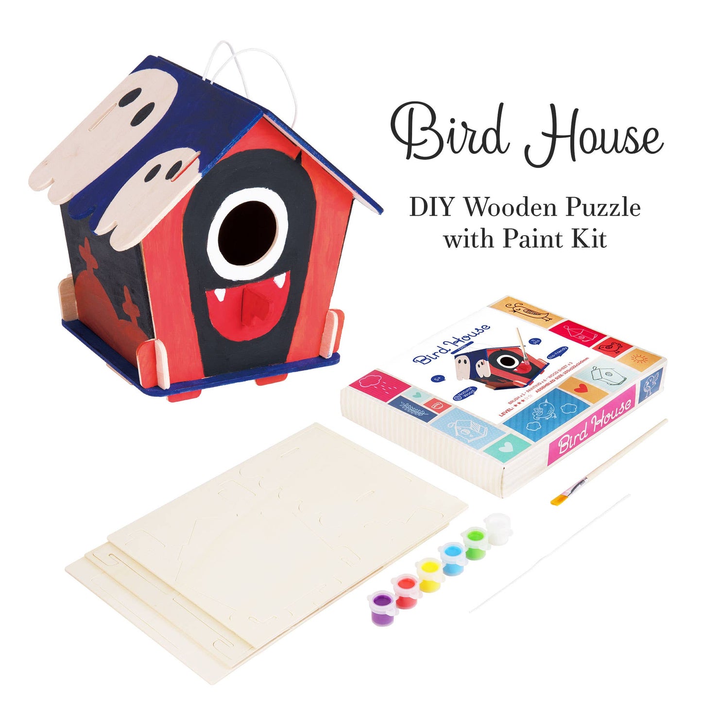 Wooden Paint Kit with Paints & Brushes