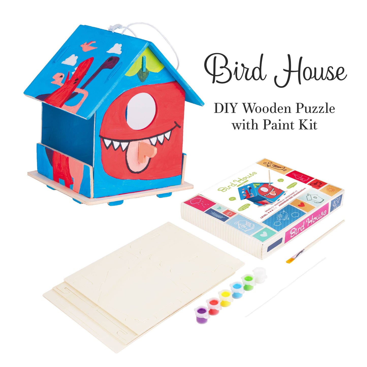 Wooden Paint Kit with Paints & Brushes