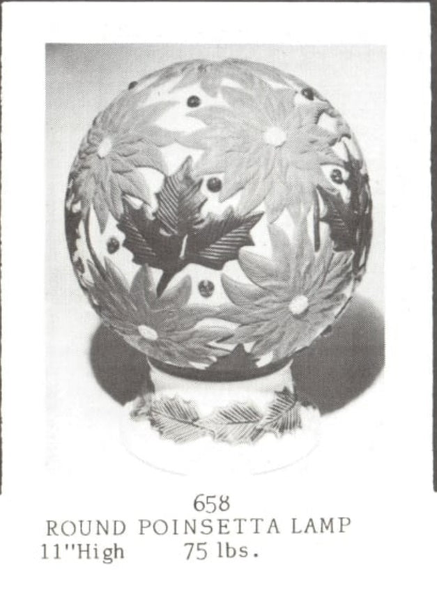 Round Poinsettia Lamp & Base - White Horse - 658