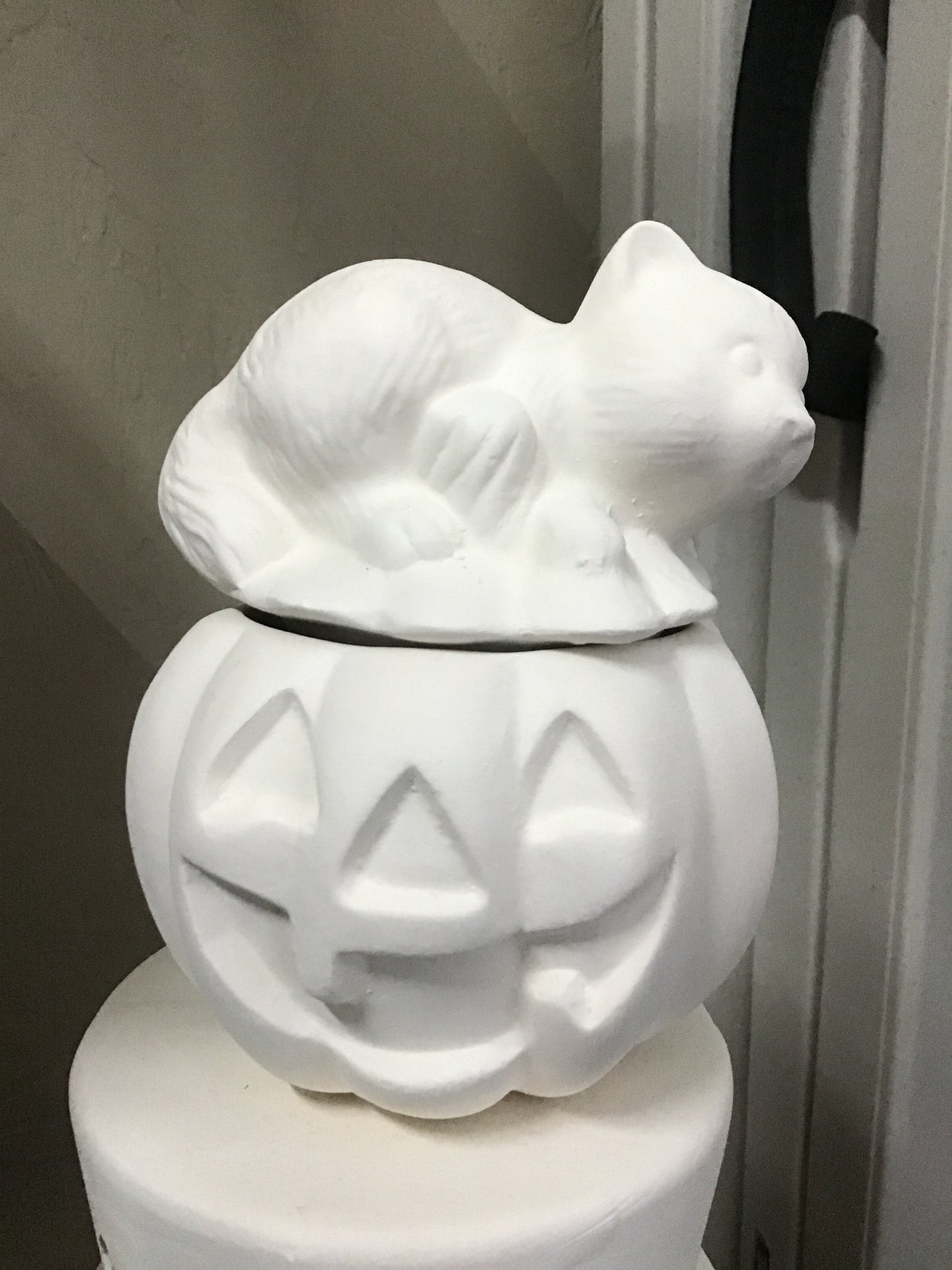 Pumpkin on Cat Trinket Box